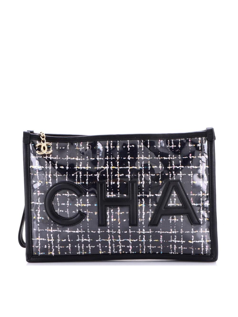 Chanel Logo Wristlet Clutch Pvc Over #283347C13B